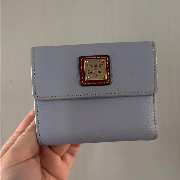 Dooney & Bourke Pebble Grain Small Flap Wallet Periwinkle - Picture 1 of 6